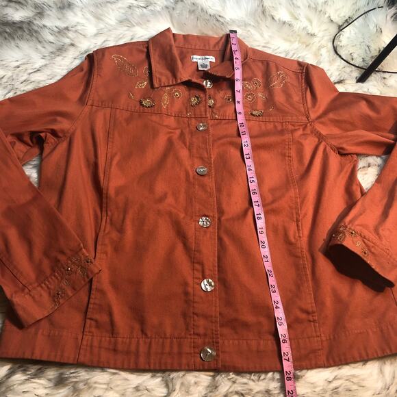 Drapers & Damons Orange Long Sleeve Embroidered Autumn Fall Jacket XL - Picture 10 of 15